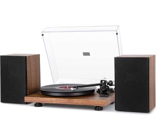 1 BY ONE Bluetooth Turntable HiFi System with 36 Watt Bookshelf Speakers, Patend Designed Vinyl Record Player with Magnetic Cartridge, Wireless Playba