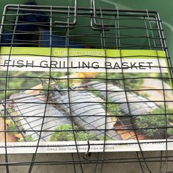 Non-Stick 3 Fish Meat Vegetable Grilling Basket 11" Folding Wood Handle