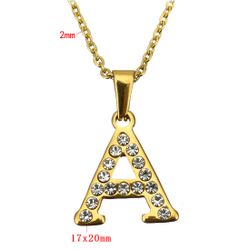 Necklace stainless steel initial alphabet letter 18k Gold Plated