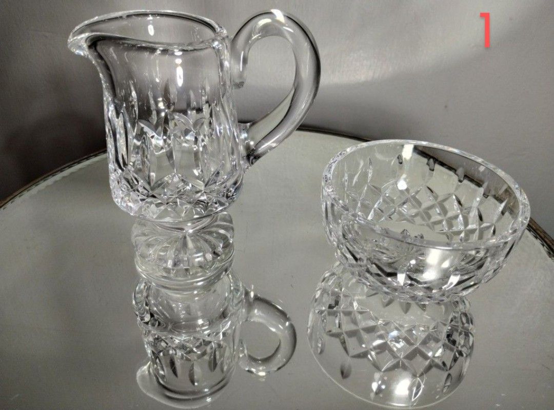 WATERFORD CRYSTAL SUGAR BOWL - MILK PITCHER SET ( 3 SET AVAILABLE)