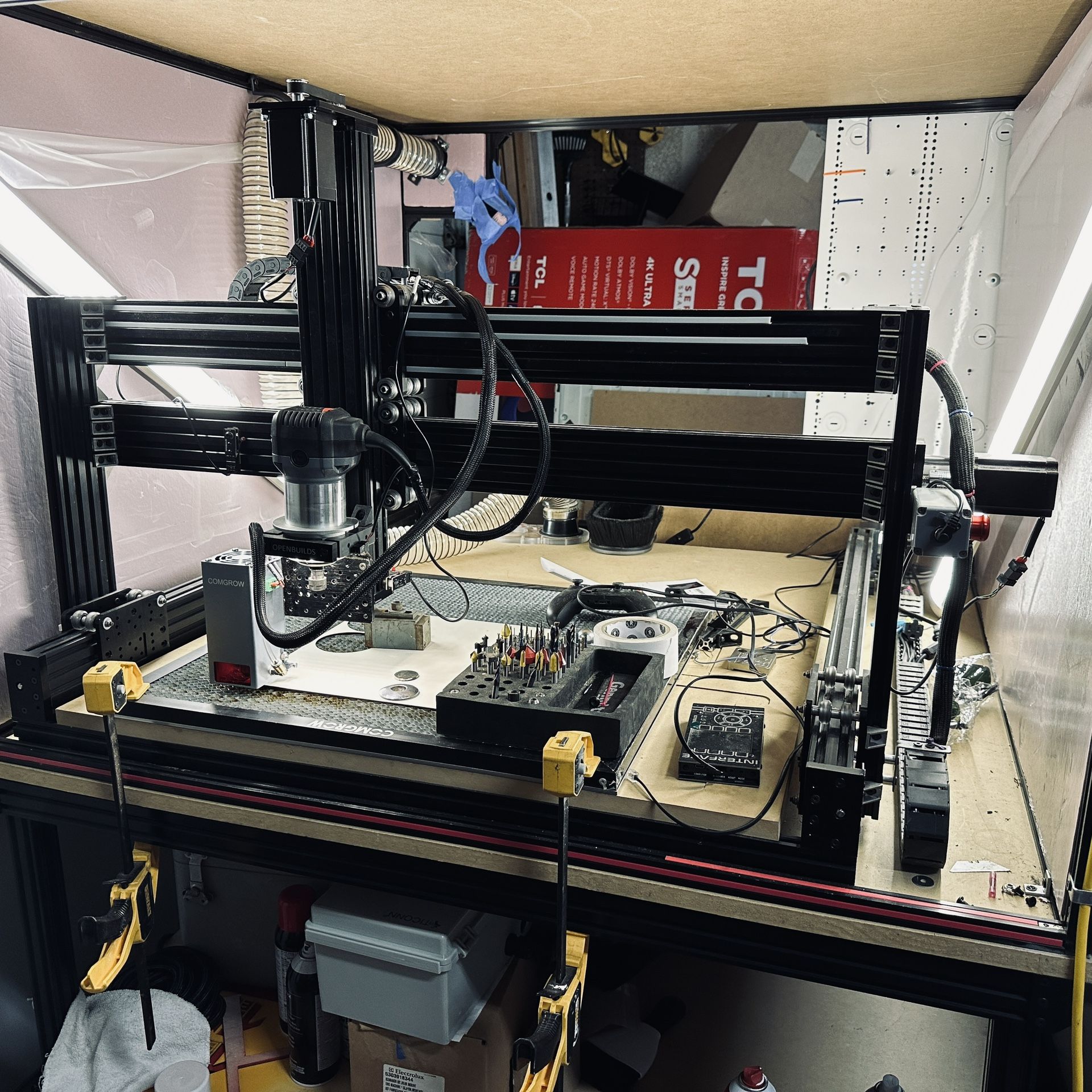 OpenBuilds LEAD 1010 CNC router With Many Upgrades And 20watt Diode Laser Attachment 