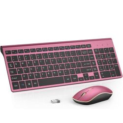🔥Brand new🔥 Wireless Keyboard Mouse Combo,J JOYACCESS 2.4G Compact and Ultra Slim Wireless Keyboard and Mouse for Windows, Computer, Desktop, PC, Ma