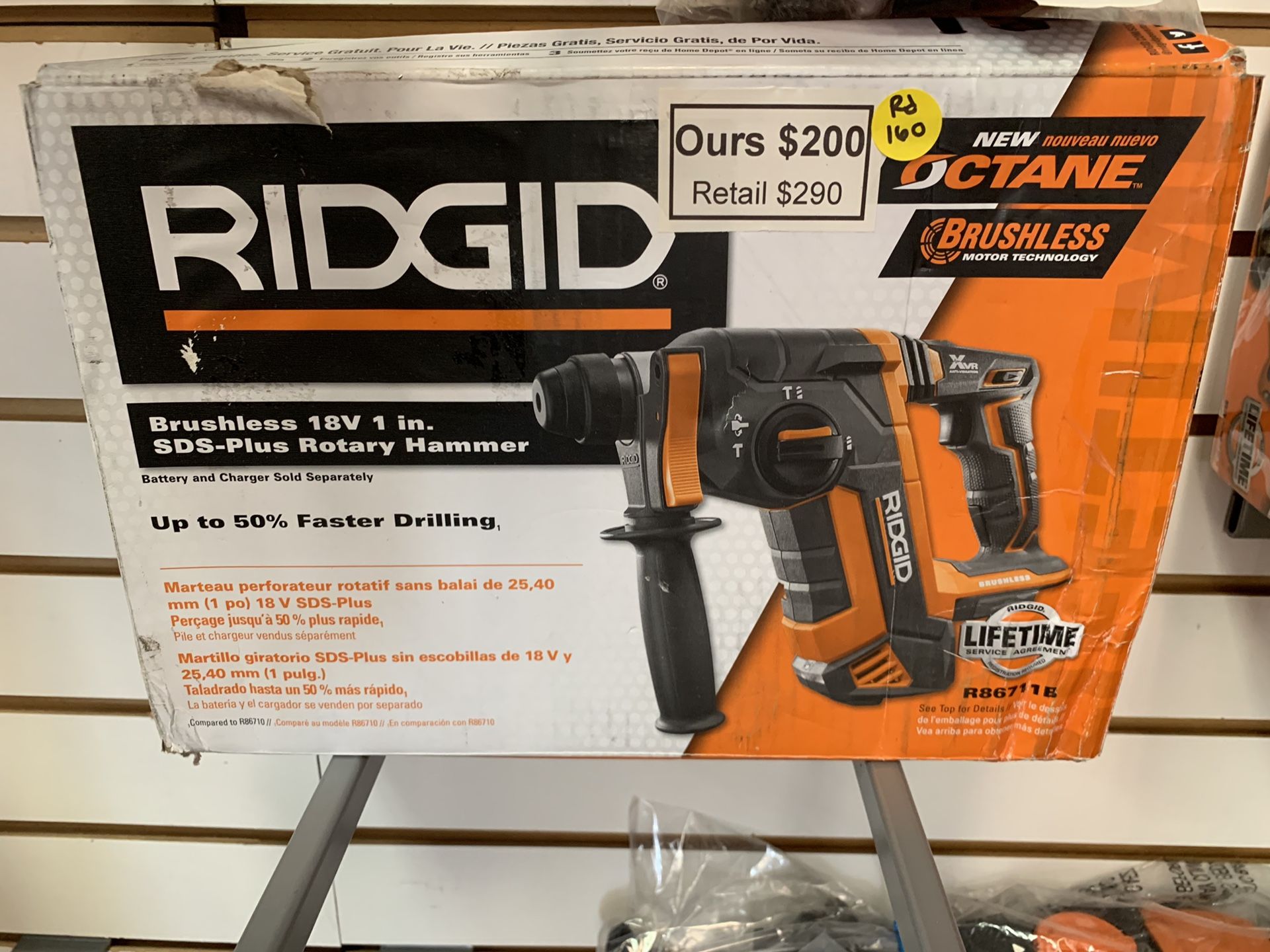 New Ridgid 18v 1” Sds Plus Rotary Hammer. Tool Only