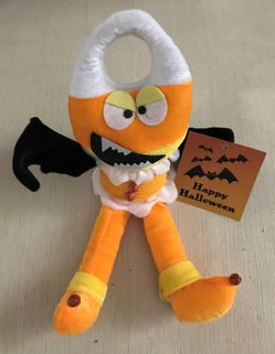 Halloween Candy Corn Bat 13in. Spring Door Knob Hanger NEW!