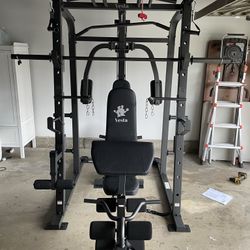 Vesta Fitness Smith Machine 1001 w/Bench Attachment | 245lb Cast Iron Olympic Weights | 7ft Olympic Bar | Fitness | Gym Equipment | FREE DELIVERY 🚚 