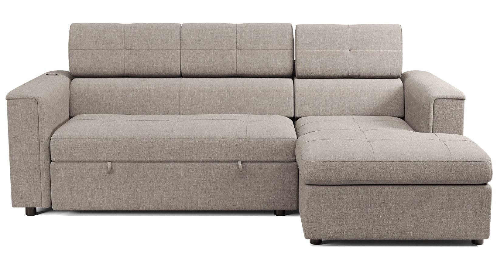 Sectional Couch with Storage, Pull Out Platform, & Wireless Charging