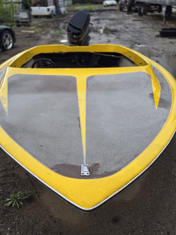 Tahiti flat bottom boat.
y