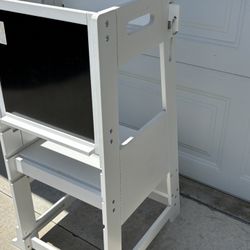 White Toddler Tower Kitchen Helper Ladder Stool