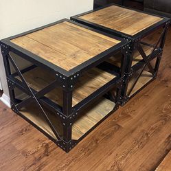 Rustic Industrial Heavy Accent End Table Set Of 2