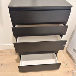 Modern 4-Drawer Black Dresser / Storage Cabine