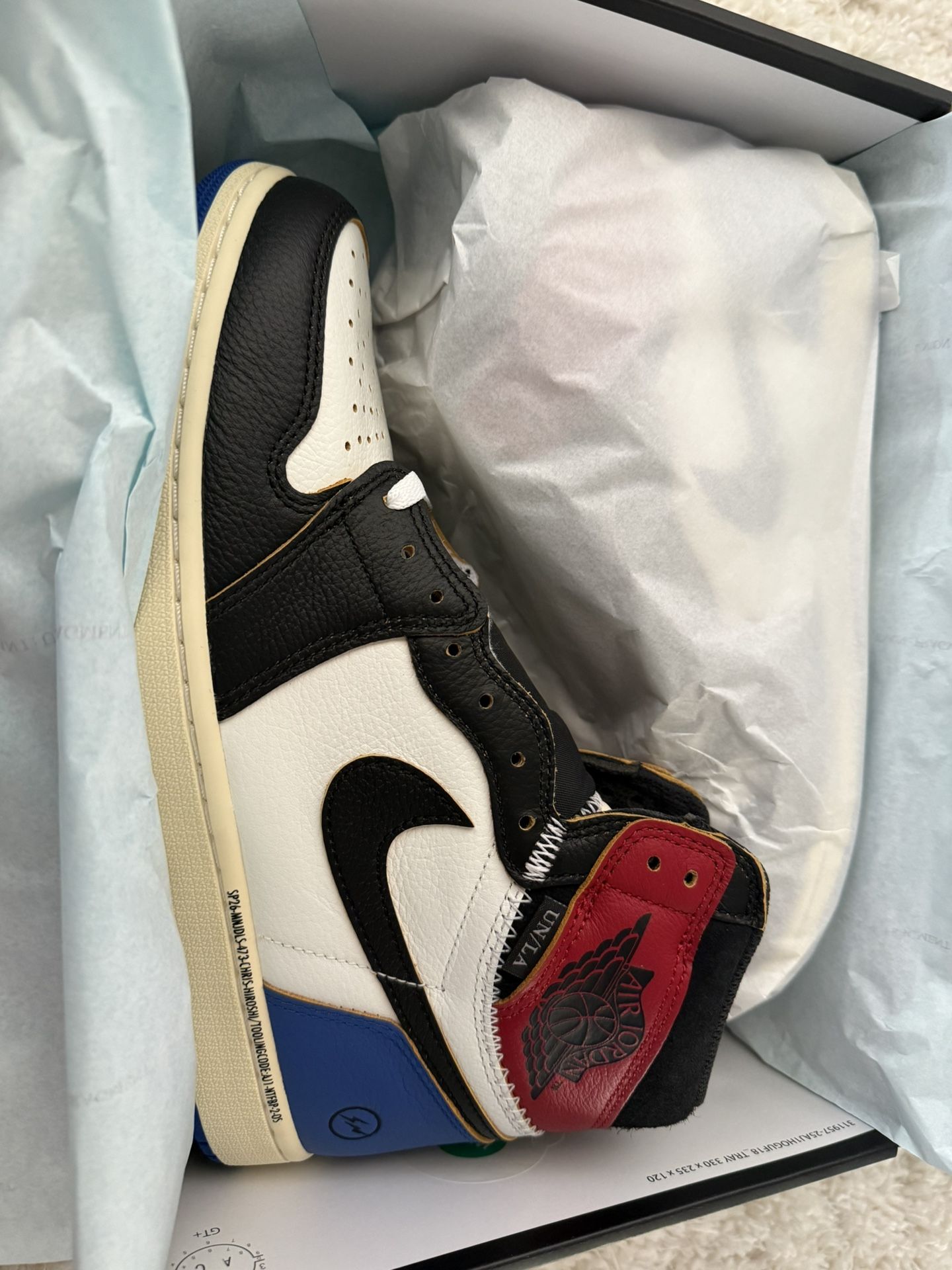 Air Jordan 1 Union Fragment varsity red/royal Mens Size 10