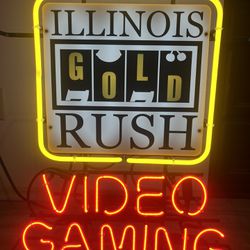 Neon Sign Illinois Gold Rush Video Gaming 