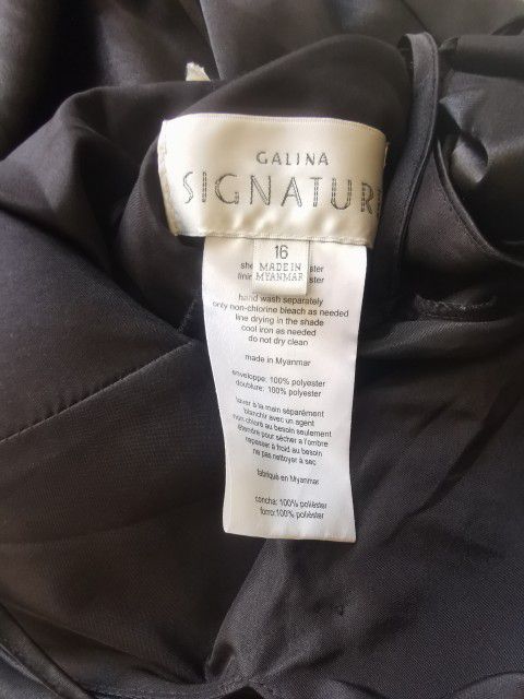 GALINA Signature Size 16 Black Cowl Neck Satin Gown