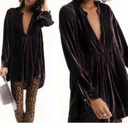 Free People Black silk velvet dress Tunic Dress Size medium