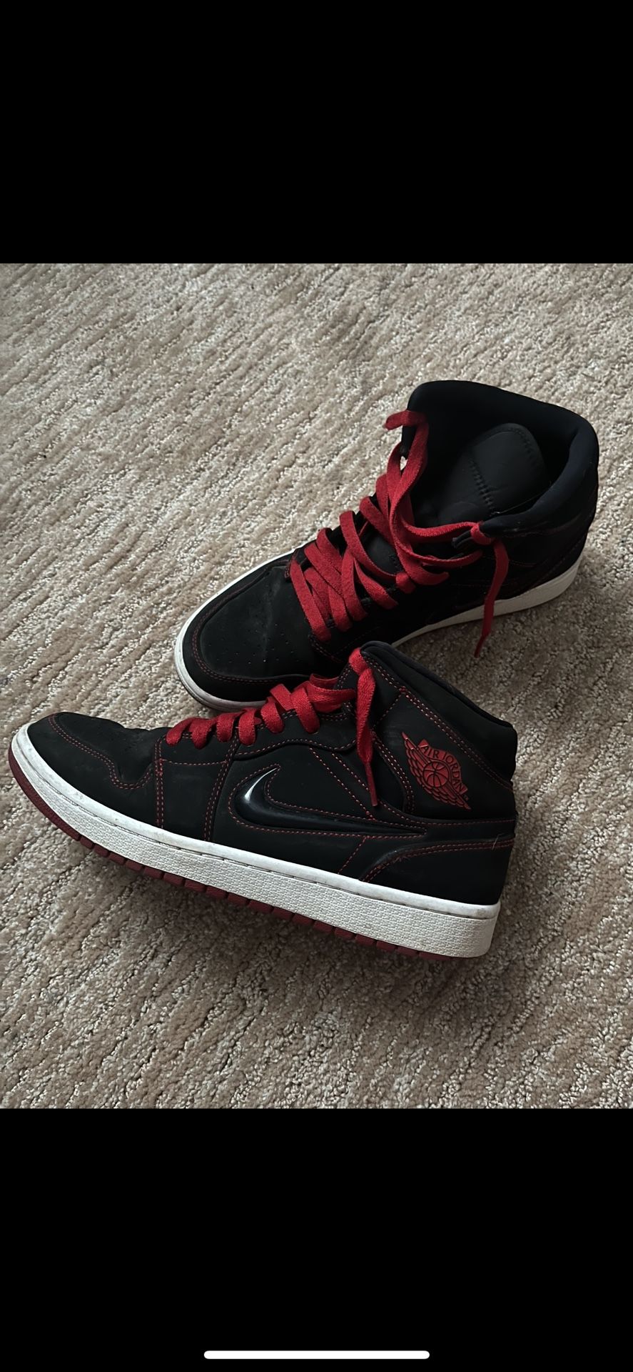 Jordan 1 Black Red and White Mid Fearless Come Fly With Mes