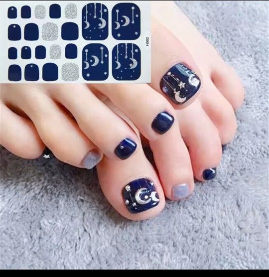 5 Pack Adhesive Toenail Polish Wraps Stickers Flower Marbling Nail Strips