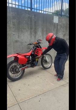 Electric red Honda dirtbike