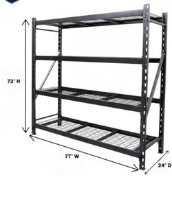 🩷Heavy-Duty Commercial 4 Shelf Industrial Storage Rack, 77" W x 24" D x 72" H (Black)🩷