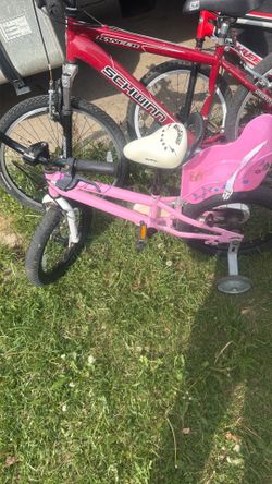Pink bike with doll seat