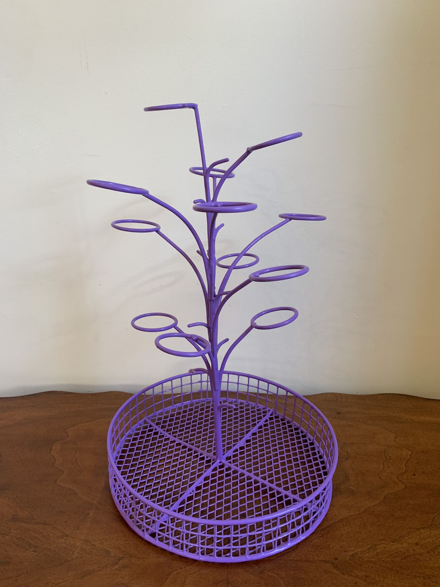 Purple Easter eggs metal eggs holder with basket 15” x 9.5”
