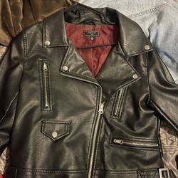Faux Leather Jacket Black Size Large 