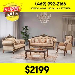 Brown Luxury Classic Sofa Set 3pc - Delivery Available 