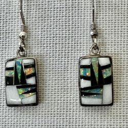 Sterling silver   Multi stone Inlay Earrings