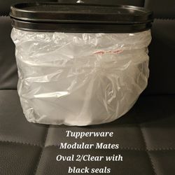 Tupperware Modular Mates Oval 2 Clear With Black Seals