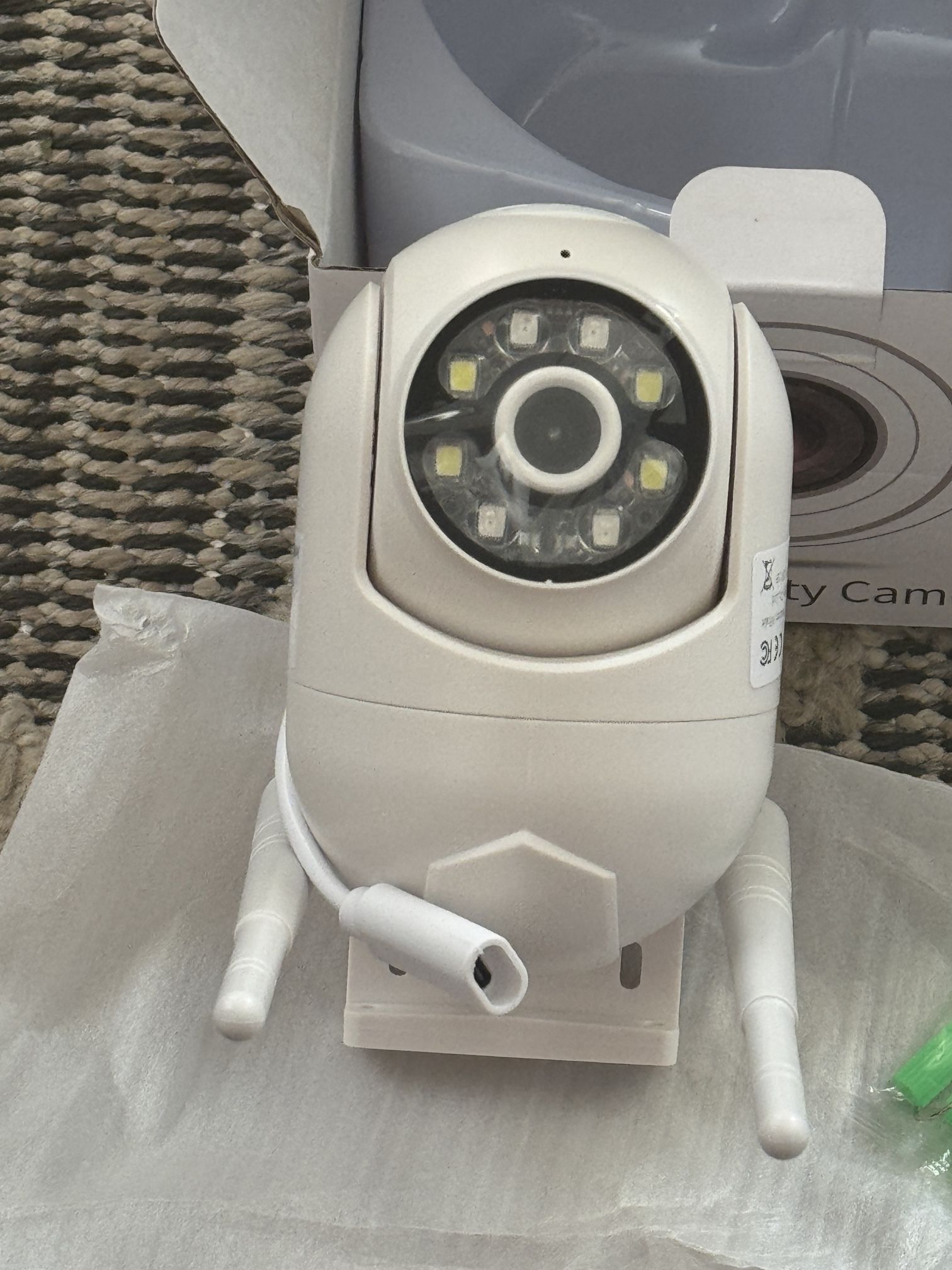 AI WIFI SECURITY CAMERA TILT PAN ROTATE ZOOM WATCH LIVE AND OR RECORD FROM ANYWHERE IN THE W