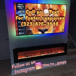 Tv Mounts LED Lights PS5 & Fireplace 