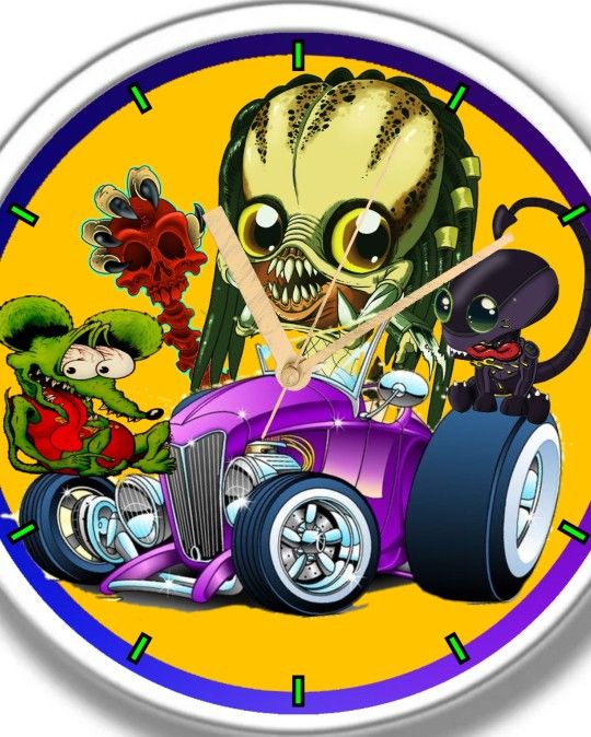 Rat Fink Predator n Alien Clock