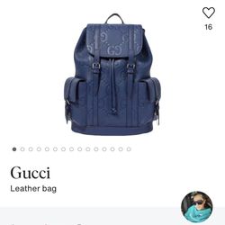 Blue Leather Gucci Book Bag Brand New 