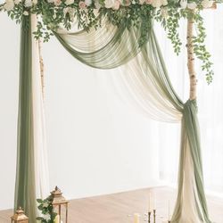 Ling's Moment Deluxe Wedding Arch Draping Fabric, Easy Hanging Chiffon Sheer Drapes, Wrinkle Arbor Backdrop Durable Wedding Decorations for Ceremony O