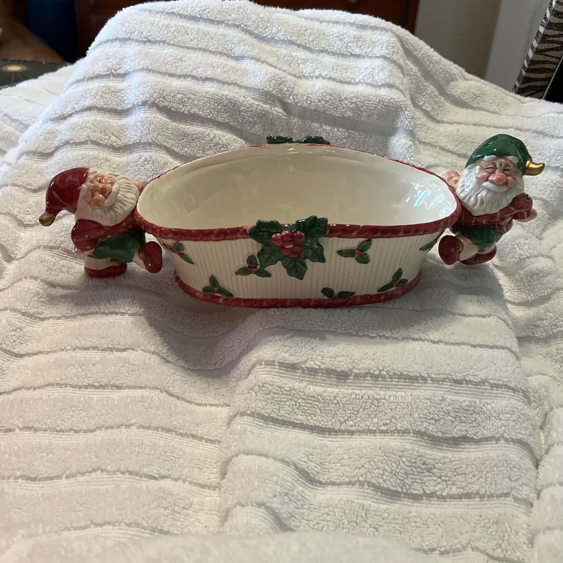 Fitz and Floyd “Old World Christmas Elves” Cranberry Server