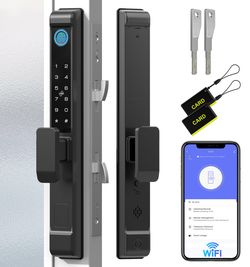 Anweller 2885 Mortise Sliding Glass Door Lock, Smart Fingerprint Code Keypad RFID Remote App Electronic Digital Biometric Safety Patio Door Double Hoo