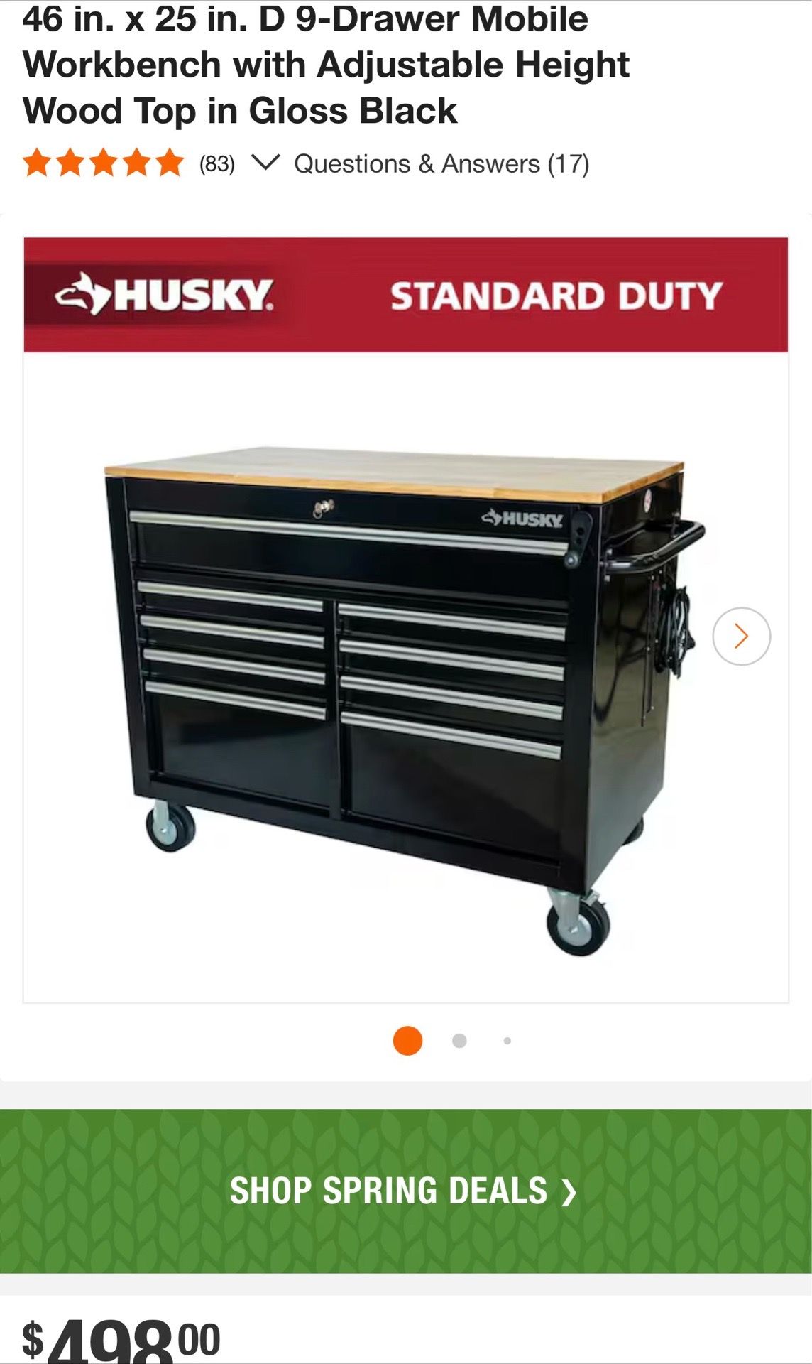 Tool Storage 46 in. W x 25 in. D 9-Drawer Mobile Workbench