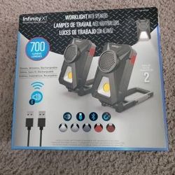 NEW Infinity X1 Work Lights with Bluetooth Speakers, 2 pk