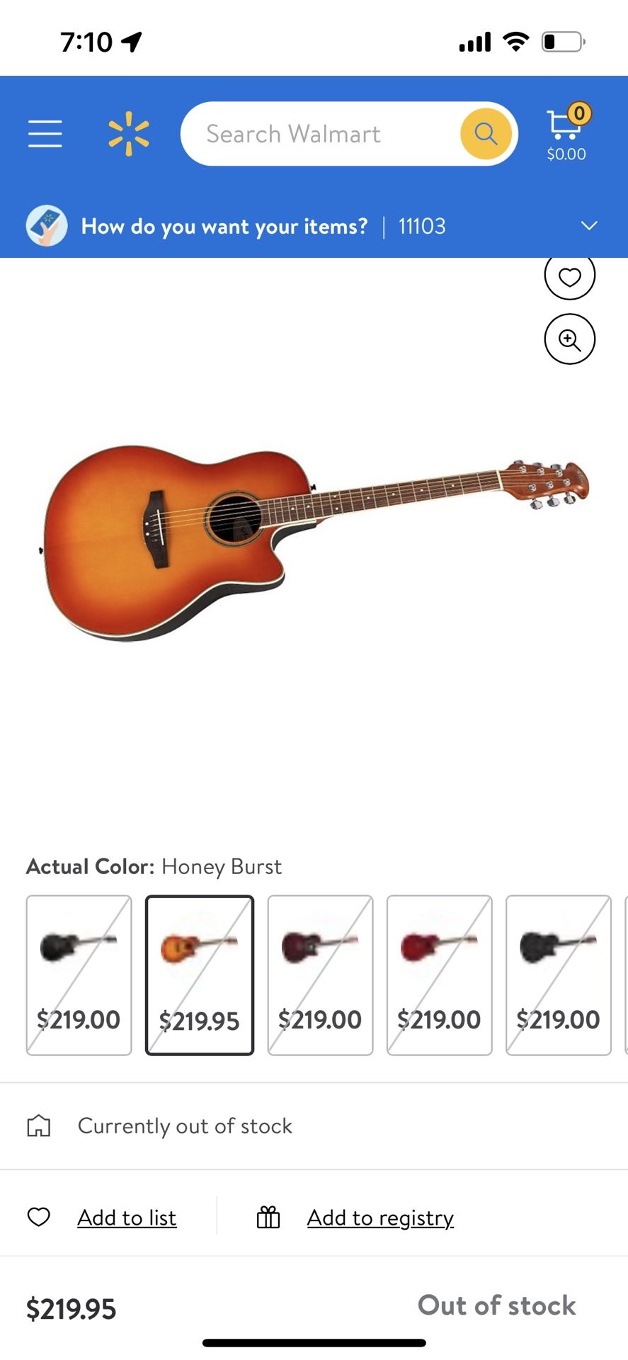 Acoustic-Electric Guitar Honey Burst