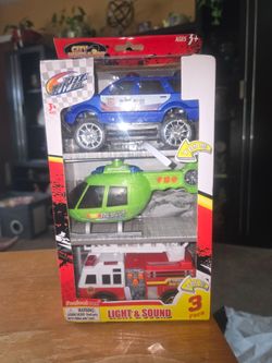 🧚♀️ NEW 3 PK EMERGENCY VEHICLES WITH LIGHTS AND SOUNDS