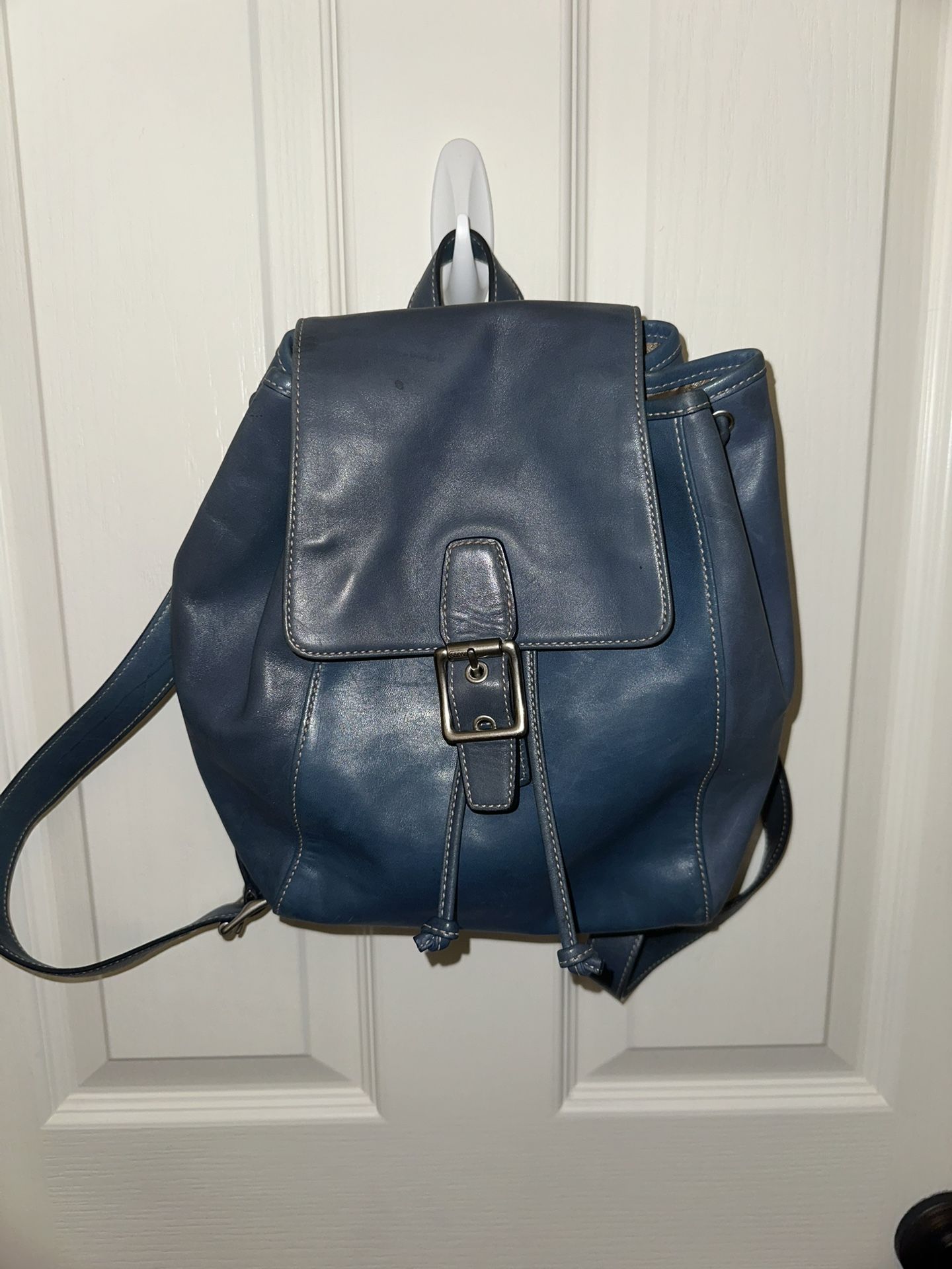 Coach Legacy Soft Blue Leather Drawstring Backpack **LIKE NEW**