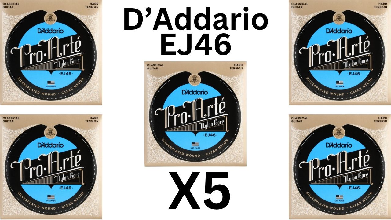 Classical Guitar Nylon Strings D’Addario EJ46 Hard Tension 5 Sets NEW