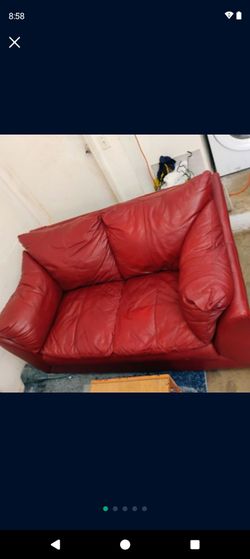 Italian Red Leather Love Seat
