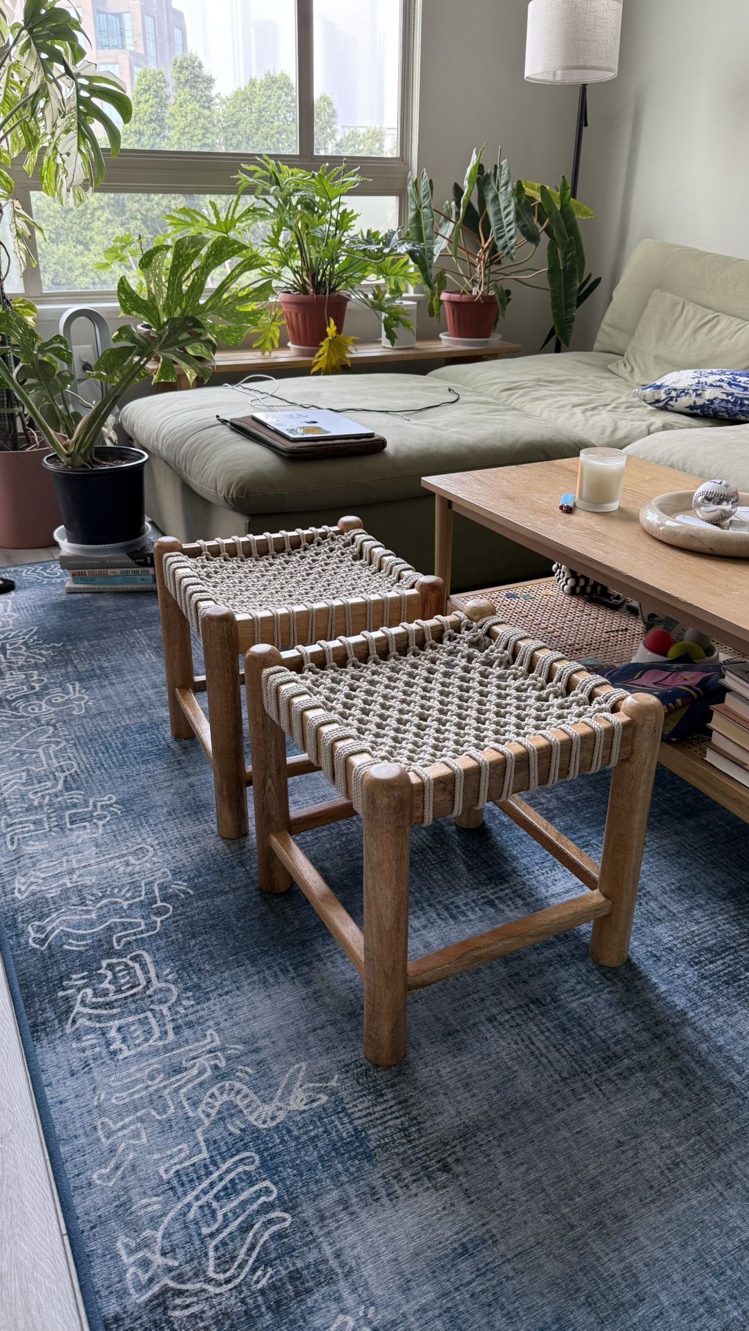 Wooden Stools Boho Style