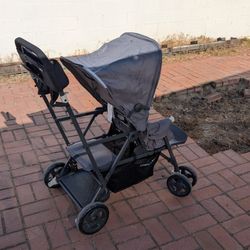 Joovy Caboose Ultralight Sit and Stand Double Stroller with Rear Bench and Standing Platform