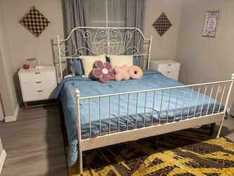 Bedroom Furniture: Bed, desk, chair, nightstand