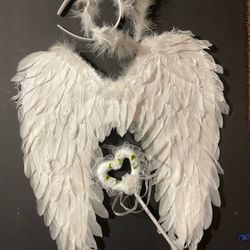 White Angel Wings for Adult Stage Show, Cosplay Costume Accessory, Halloween& Festival Party Decor