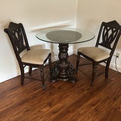 Bar Height Glass Table 2 Stools