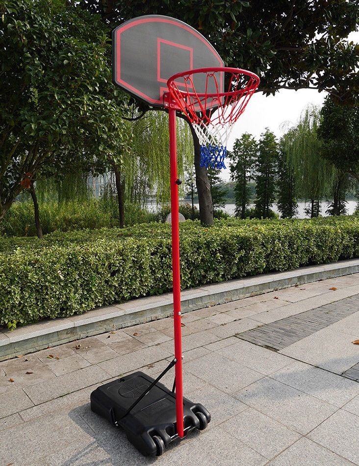 Brand New $50 Junior Kids Sports Basketball Hoop 27”x18” Backboard, 5ft-7ft Adjustable Stand w/ Wheel