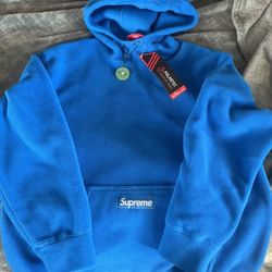 Supreme Polartec Fleece Hoodie – Blue (Size Large)