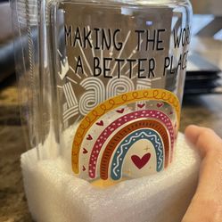 Glass ,lid, Glass Straw And Straw Brush Cleaner 